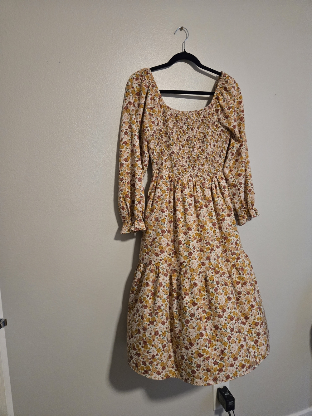 Mikarose Floral Smocked Long Sleeve Midi Dress, Size Small, Cottagecore - Picture 5 of 8